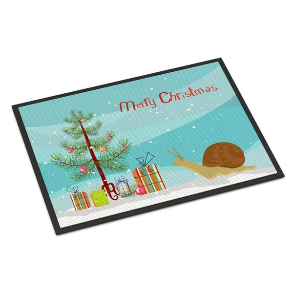 Carolines Treasures 18 x 27 in. Garden Snail Merry Christmas Indoor or Outdoor Mat CK4539MAT - main